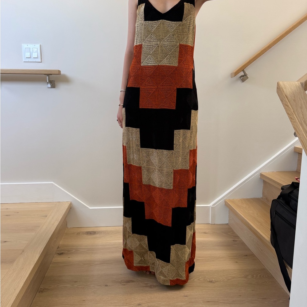 Free People Black and Tan Spaghetti Strap Maxi Dress